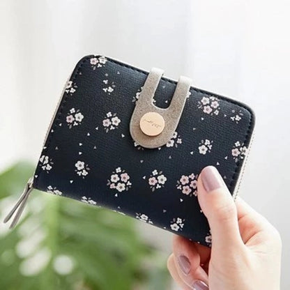 women's flower pu leather buckle wallets