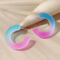 Korean c shaped gradient resin earrings